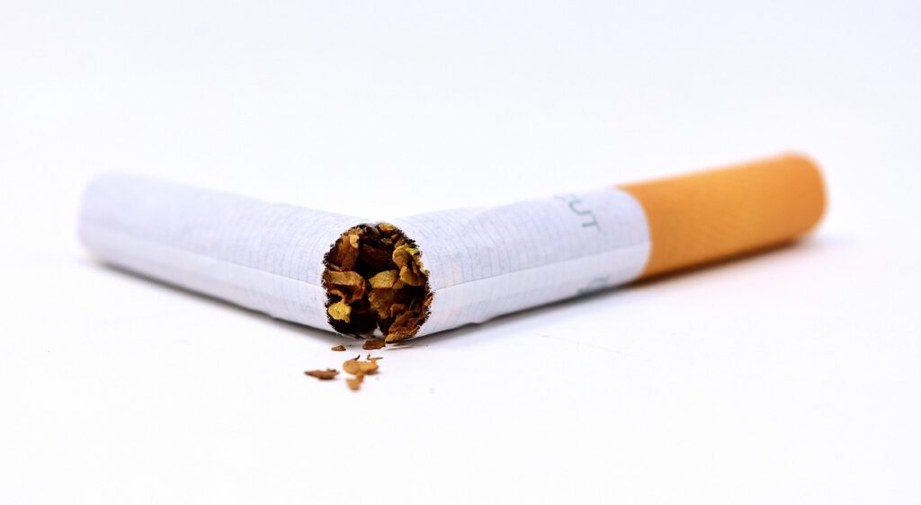 A broken cigarette, symbolizing quitting smoking